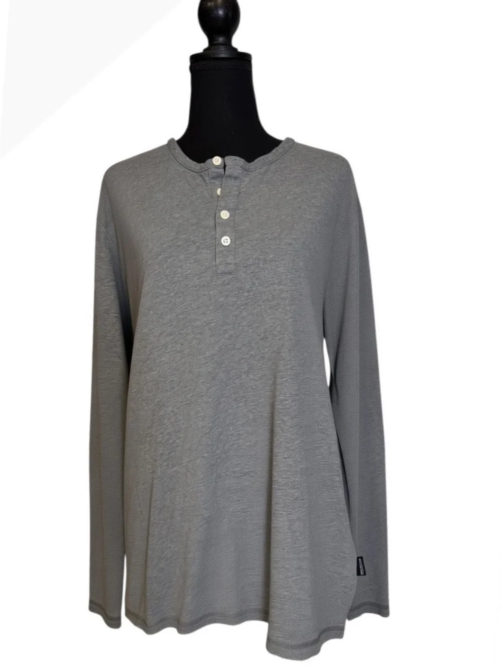 Patagonia Organic Cotton Long Sleeve Henley Shirt XL Gray